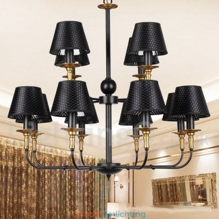 12 Licht Retro Rustieke 2-laags Kaars Stijl Kroonluchter 12 Licht Retro Rustieke 2-laags Kaars Stijl Kroonluchter