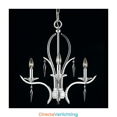 Kaars met kristallen kroonluchter met 3 lampen in paars Kaars met kristallen kroonluchter met 3 lampen in paars