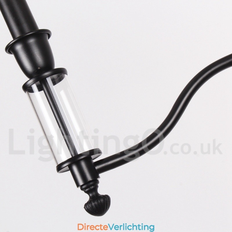 5-lichts zwarte 2-laags grote kroonluchter retro eigentijdse kaarsstijl kroonluchter