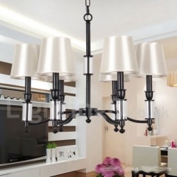 6-lichts zwarte retro eigentijdse kaars-stijl kroonluchter