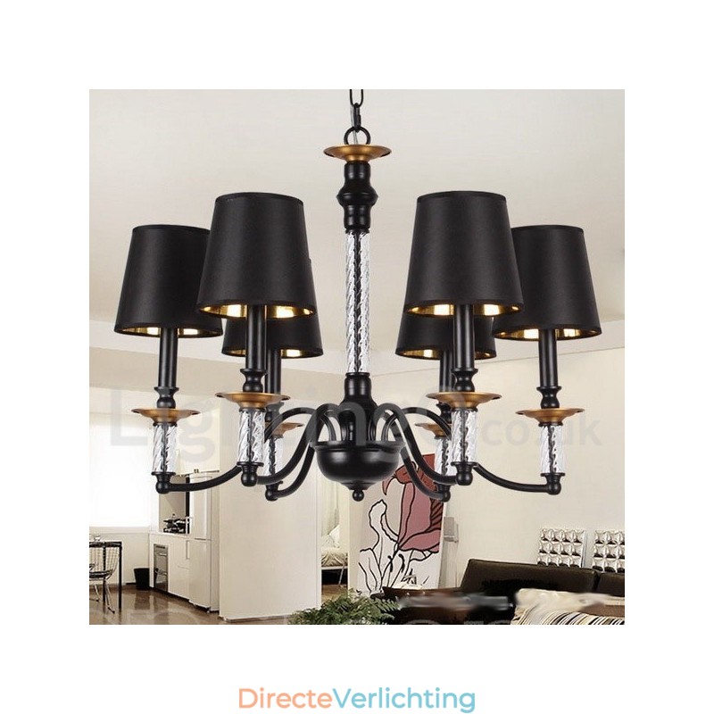 6-lichts zwarte retro kaars-stijl kroonluchter