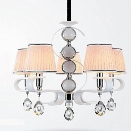Stoffen kroonluchter 5-lichts hoge kwaliteit lamp witte jade zilveren ring