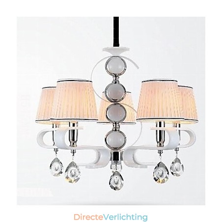 Stoffen kroonluchter 5-lichts hoge kwaliteit lamp witte jade zilveren ring Stoffen kroonluchter 5-lichts hoge kwaliteit lamp witte jade zilveren ring