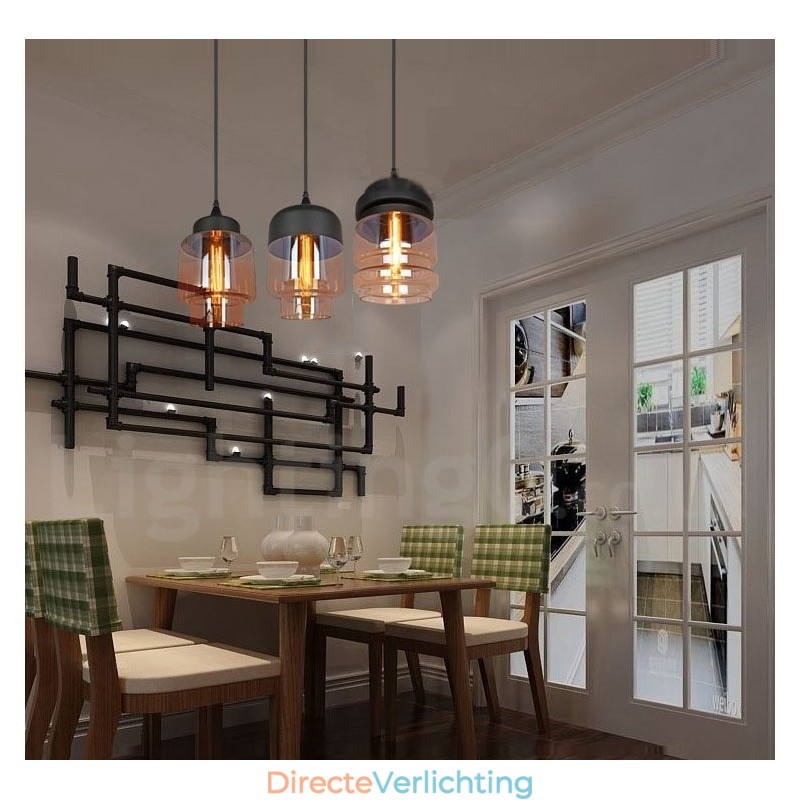 Rustieke glazen hanglamp Europese lounge hanglamp