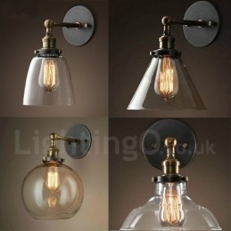 1-lichts rustieke lodge slaapkamer wandlamp met glazen kap