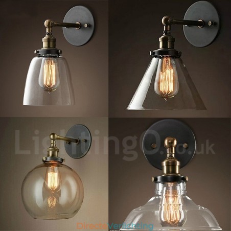 1-lichts rustieke lodge slaapkamer wandlamp met glazen kap 1-lichts rustieke lodge slaapkamer wandlamp met glazen kap