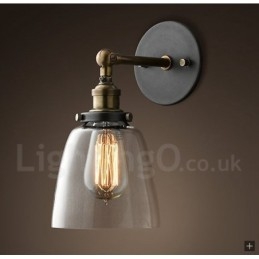 1-lichts rustieke lodge slaapkamer wandlamp met glazen kap