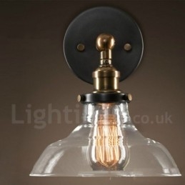 1-lichts rustieke lodge slaapkamer wandlamp met glazen kap