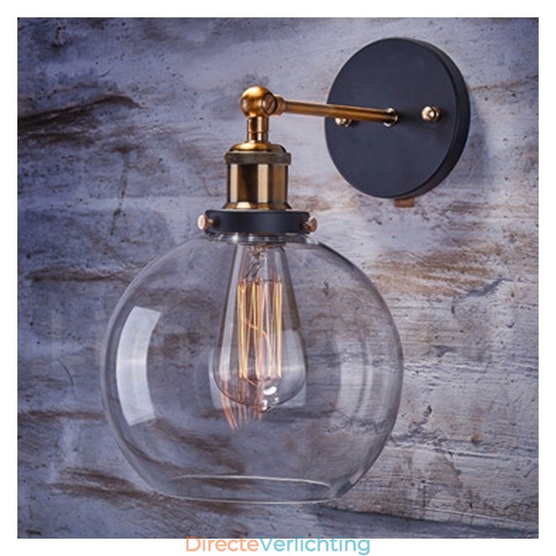 1-lichts rustieke lodge slaapkamer wandlamp met glazen kap