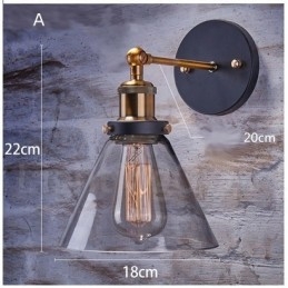 1-lichts rustieke lodge slaapkamer wandlamp met glazen kap