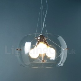 3-lichts moderne, eigentijdse glazen hanglamp