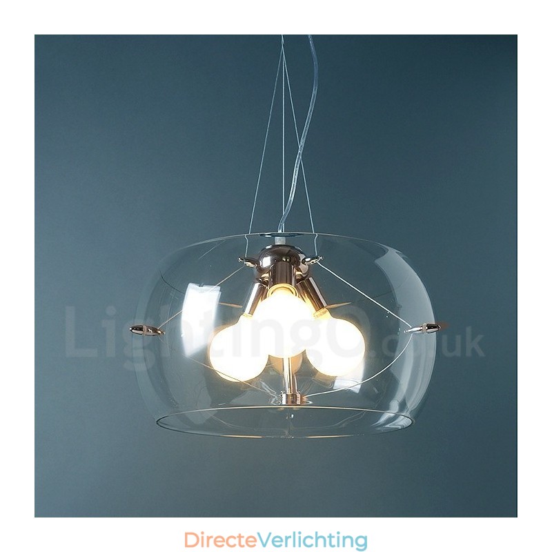 3-lichts moderne, eigentijdse glazen hanglamp