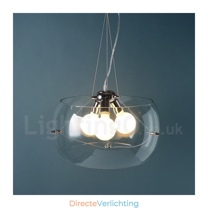 3-lichts moderne, eigentijdse glazen hanglamp