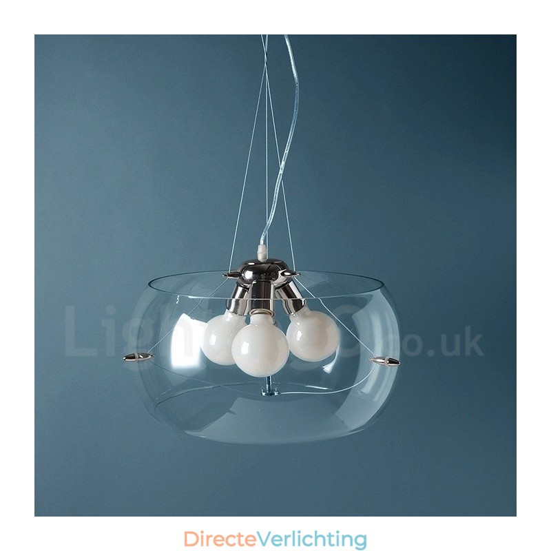 3-lichts moderne, eigentijdse glazen hanglamp