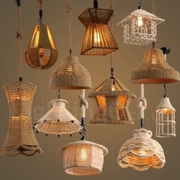 1 Licht Rustieke Lodge Hanglamp Café Hennep Touw Hanglamp