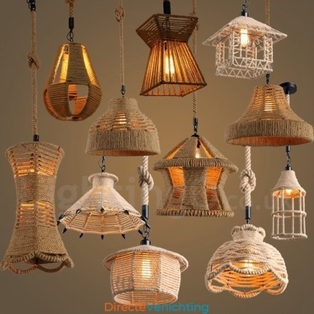 1 Licht Rustieke Lodge Hanglamp Café Hennep Touw Hanglamp 1 Licht Rustieke Lodge Hanglamp Café Hennep Touw Hanglamp