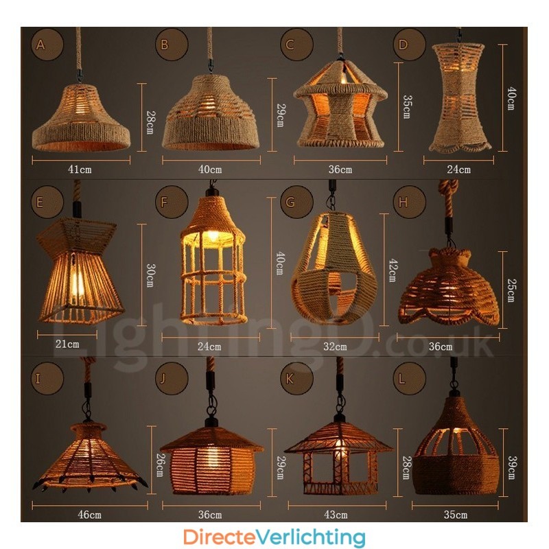 1 Licht Rustieke Lodge Hanglamp Café Hennep Touw Hanglamp