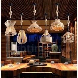 1 Licht Rustieke Lodge Hanglamp Café Hennep Touw Hanglamp