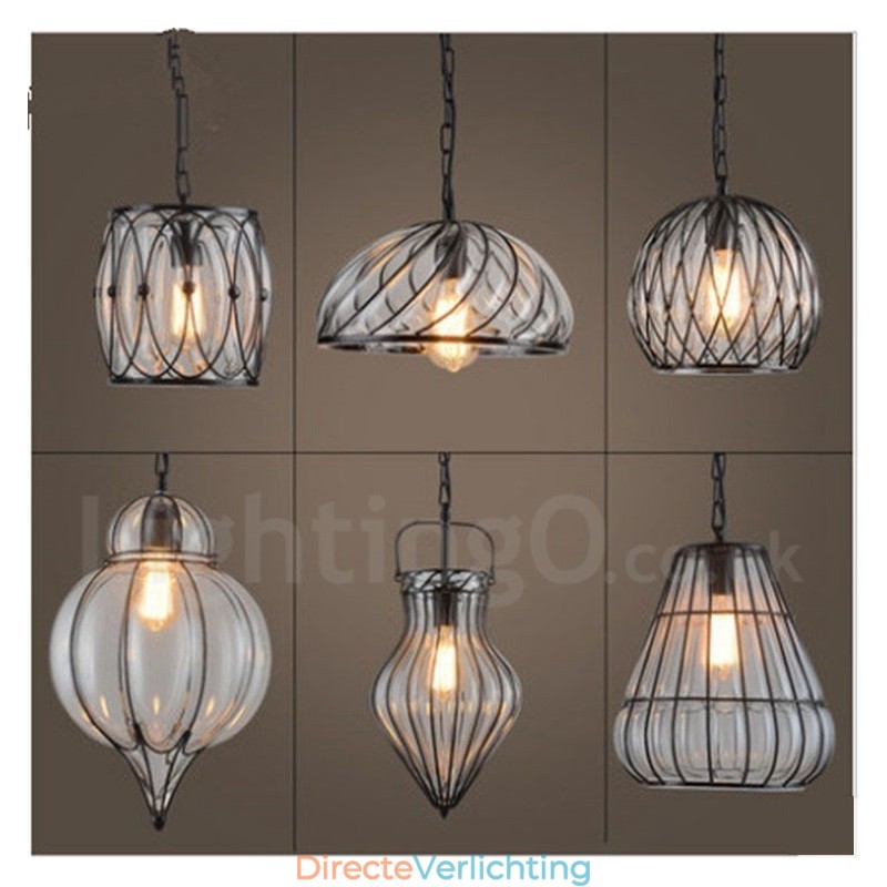 1 Licht Vintage Café Glazen Hanglamp Loft Hanglamp