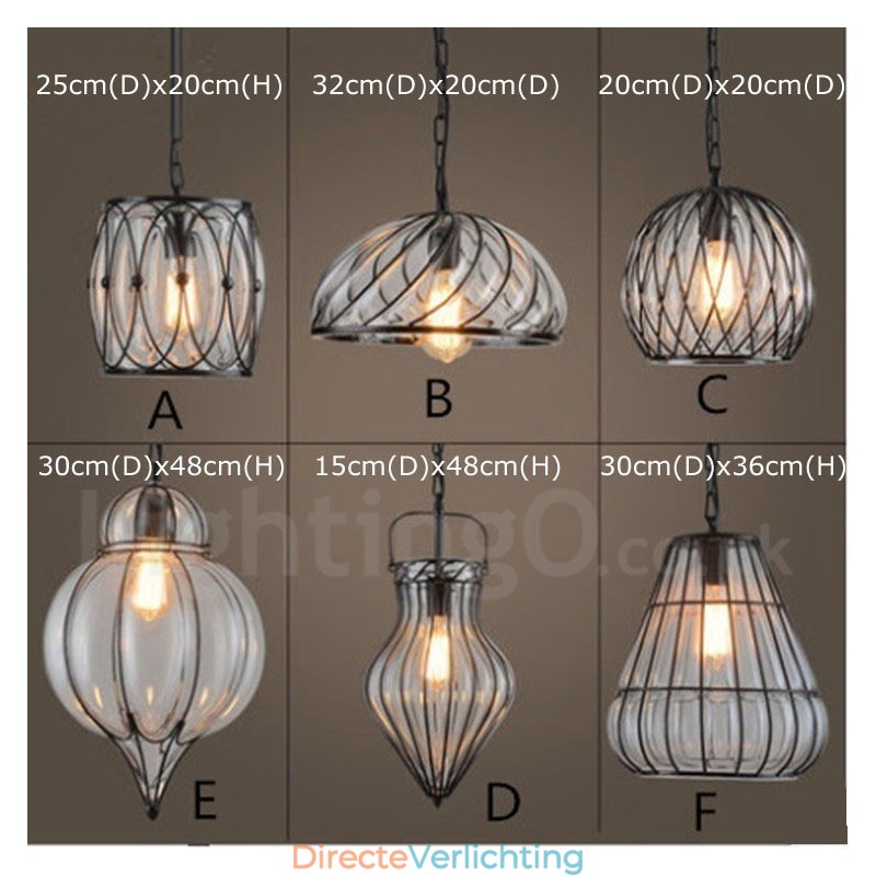1 Licht Vintage Café Glazen Hanglamp Loft Hanglamp