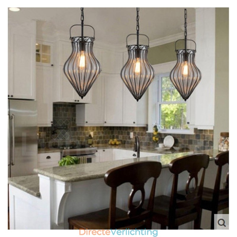1 Licht Vintage Café Glazen Hanglamp Loft Hanglamp