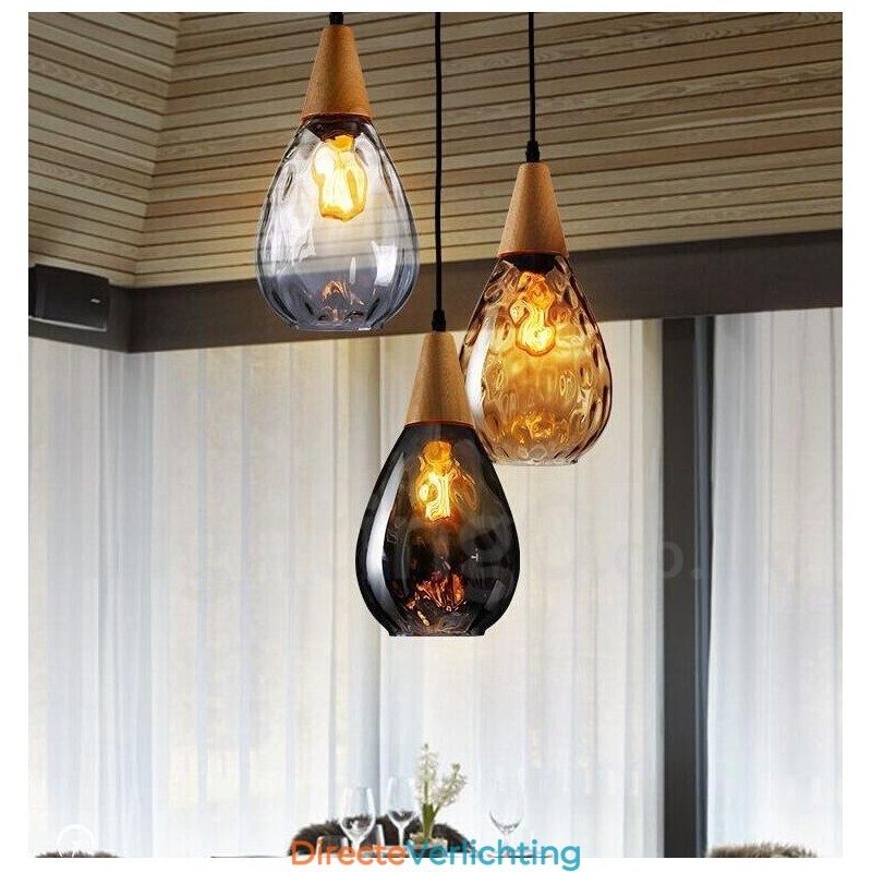 1-lichts hanglamp van glas in Scandinavische stijl, modern en eigentijds