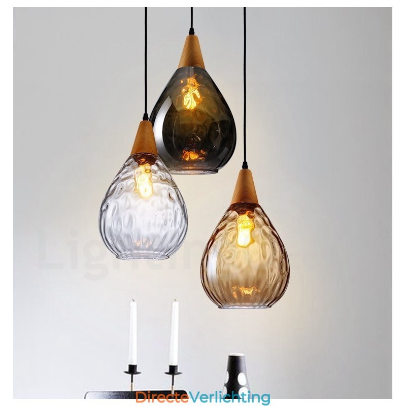 1-lichts hanglamp van glas in Scandinavische stijl, modern en eigentijds