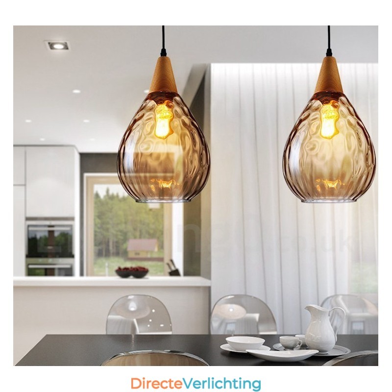 1-lichts hanglamp van glas in Scandinavische stijl, modern en eigentijds