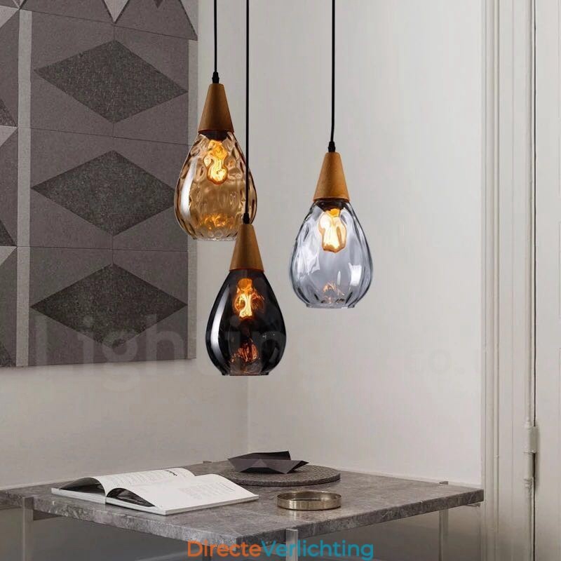 1-lichts hanglamp van glas in Scandinavische stijl, modern en eigentijds