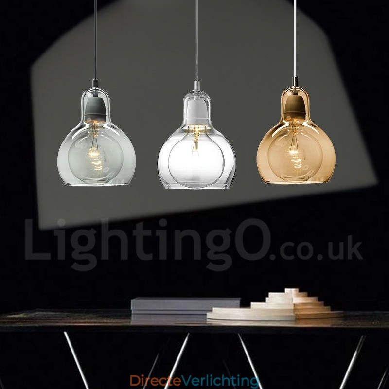 1-lichts hanglamp van glas in Scandinavische stijl, modern en eigentijds