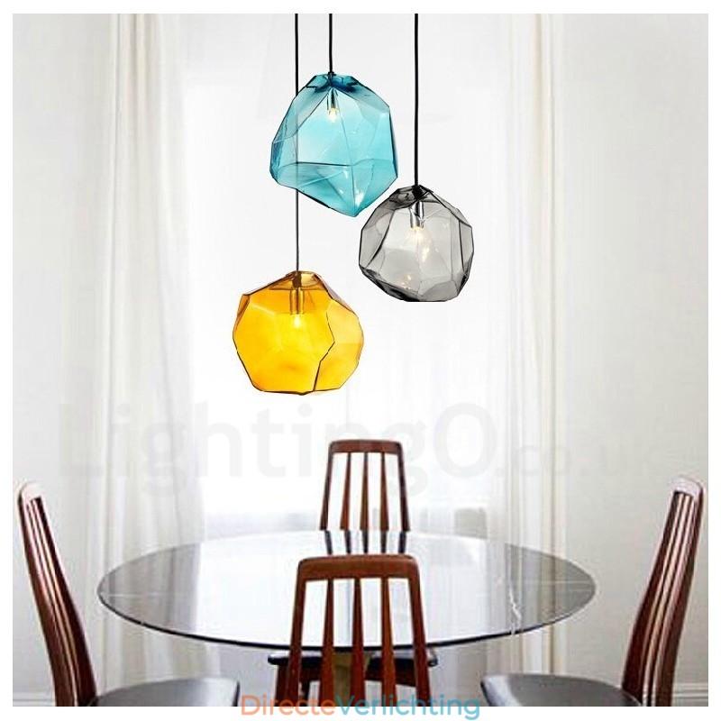 1-lichts rustieke lodge hanglamp met glazen kap