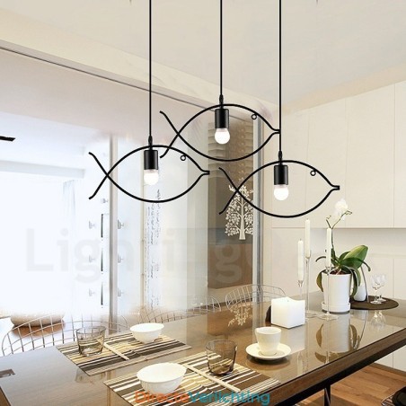 1-lichts rustieke Lodge Retro vis hanglamp met stalen kap 1-lichts rustieke Lodge Retro vis hanglamp met stalen kap