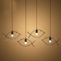1-lichts rustieke Lodge Retro vis hanglamp met stalen kap