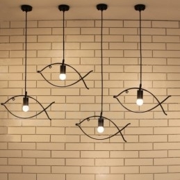 1-lichts rustieke Lodge Retro vis hanglamp met stalen kap