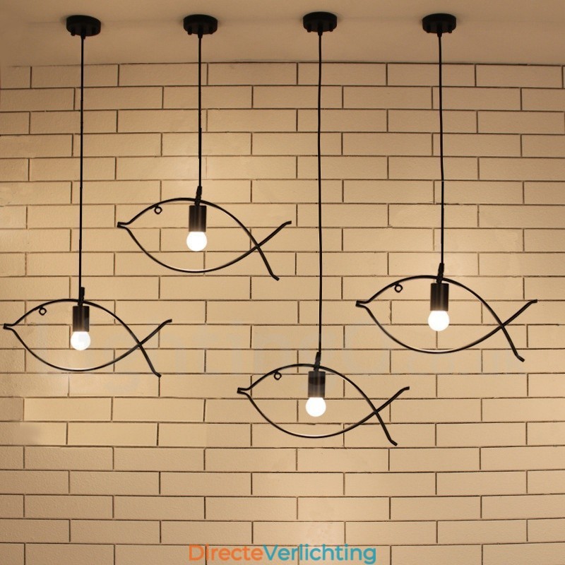 1-lichts rustieke Lodge Retro vis hanglamp met stalen kap