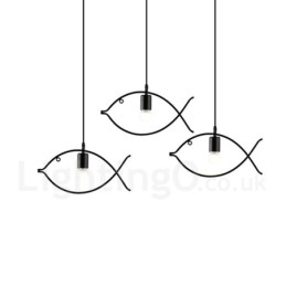 1-lichts rustieke Lodge Retro vis hanglamp met stalen kap