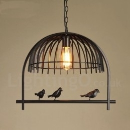 1-lichts rustieke Lodge Retro vogelkooi hanglamp met stalen kap