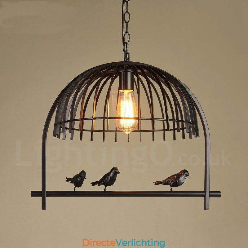 1-lichts rustieke Lodge Retro vogelkooi hanglamp met stalen kap