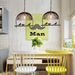 1-lichts rustieke Lodge Retro vogelkooi hanglamp met stalen kap