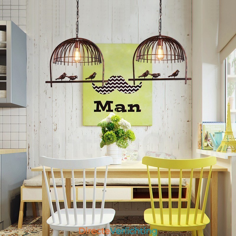 1-lichts rustieke Lodge Retro vogelkooi hanglamp met stalen kap