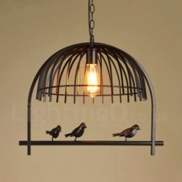1-lichts rustieke Lodge Retro vogelkooi hanglamp met stalen kap