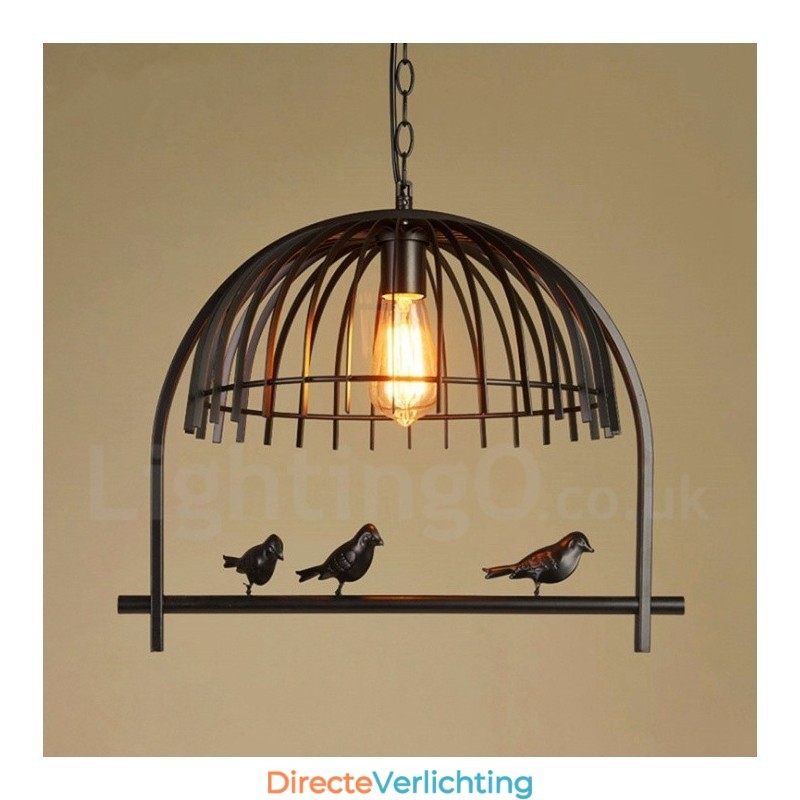 1-lichts rustieke Lodge Retro vogelkooi hanglamp met stalen kap