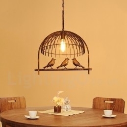 1-lichts rustieke Lodge Retro vogelkooi hanglamp met stalen kap