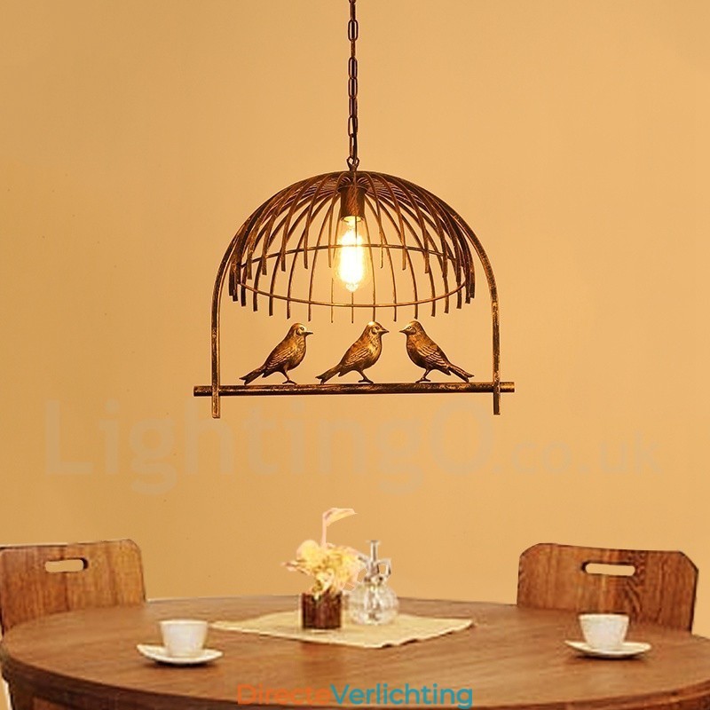 1-lichts rustieke Lodge Retro vogelkooi hanglamp met stalen kap