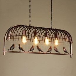 4-lichts rustieke Lodge Retro vogelkooi hanglamp met stalen kap