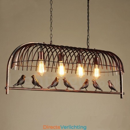 4-lichts rustieke Lodge Retro vogelkooi hanglamp met stalen kap 4-lichts rustieke Lodge Retro vogelkooi hanglamp met stalen kap