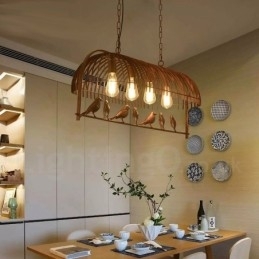4-lichts rustieke Lodge Retro vogelkooi hanglamp met stalen kap
