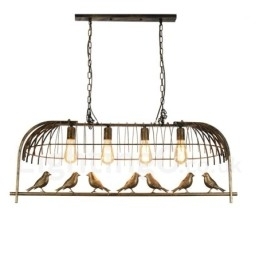 4-lichts rustieke Lodge Retro vogelkooi hanglamp met stalen kap
