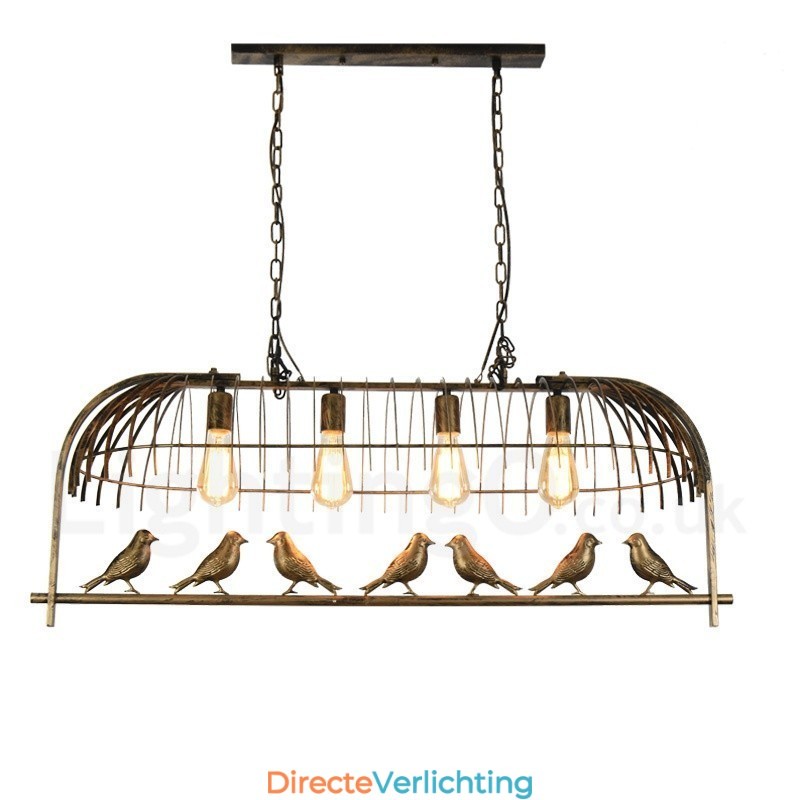 4-lichts rustieke Lodge Retro vogelkooi hanglamp met stalen kap