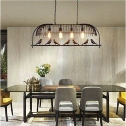 4-lichts rustieke Lodge Retro vogelkooi hanglamp met stalen kap